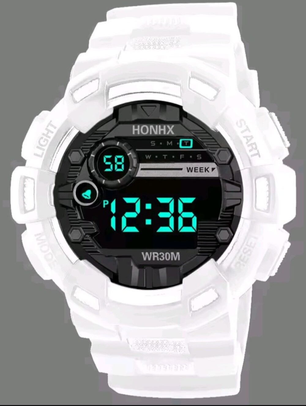 Men's White Military Sports Digital Electronic Wristwatch